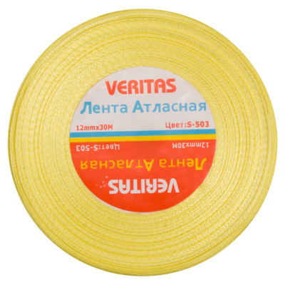 Лента атласная Veritas шир 12мм цв S-503 желтый светлый (уп 30м)1